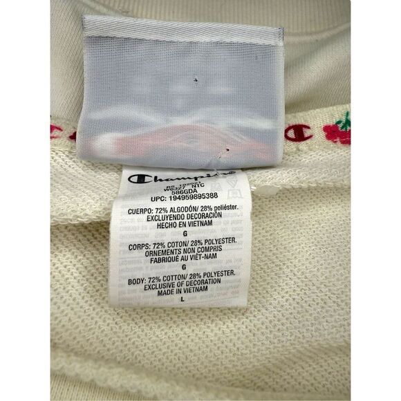 Champion Women’s Large Campus French Terry Crew Neck Sweatshirt Cream Relaxed - Picture 7 of 7